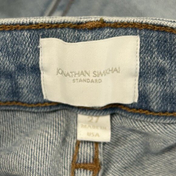 Jonathan Simkhai Women’s 27R Straight Leg Denim Jeans Organic Cotton Distressed - Picture 3 of 15